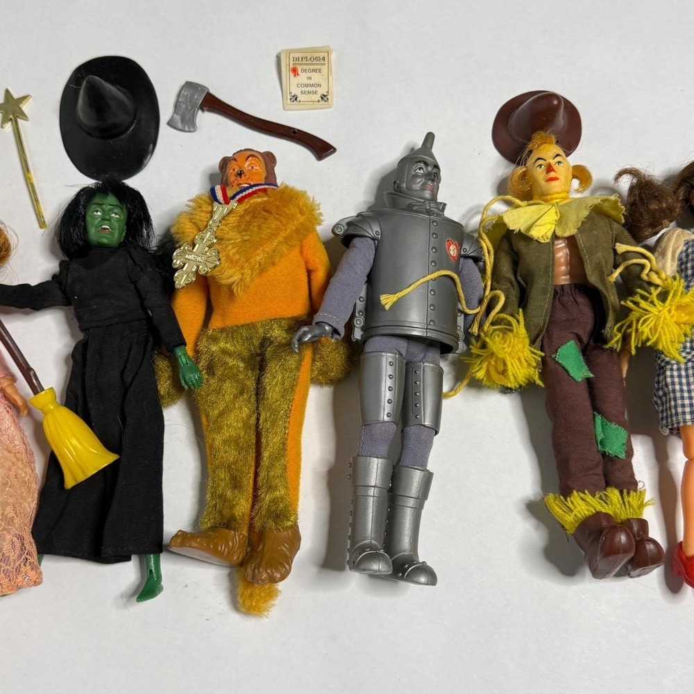 Vintage Mego 6 Wizard of Oz 8" Action Figures Lot Dorothy Tin Man Lion Scarecrow